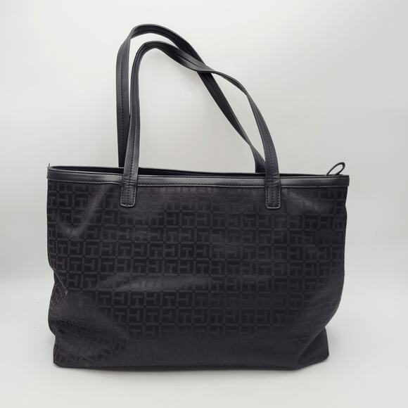 Tommy Hilfiger Large Handbag Preowned Black Logo Pattern - Picture 7 of 14